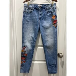 Driftwood Embroidered Jackie Embroidered Floral High Rise Slim Jeans Sz 30 x 27